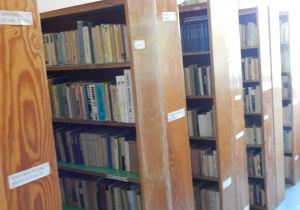 Wnętrze biblioteki szkolnej.